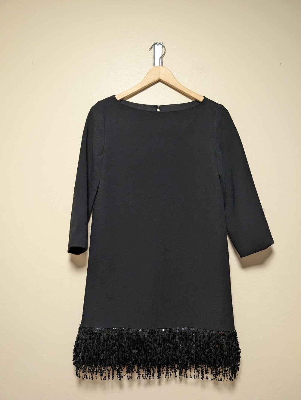 Kate Spade New York Black Sequin Fringe Shift Dress Size 4